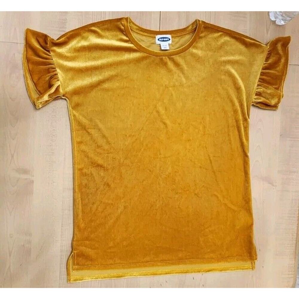 Old Navy Womens Size 16 Gold Leaf Yellow Mustard Bohemian Goblincore Velvet